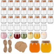 7 oz Glass Jars 40 Pack with Cork Airtight Durable PE Lids