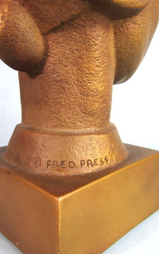 FRED PRESS SCULPTURE Head of a Thai Asian Woman Rare Mid Century Modern 1950s - Picture 8 of 13