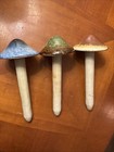 Set Of 3 10" Pottery / Ceramic Mushrooms For Decorative Use In Plants Or Beds