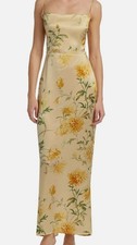 Reformation Women's Yellow Frankie Floral Column Maxi Silk Dress Size 6