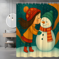 Cute Winter Snowman Shower Curtain for Kids