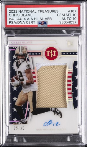 2022 NATIONAL TREASURES #167 CHRIS OLAVE 5/25 PSA 10 AUTO 10