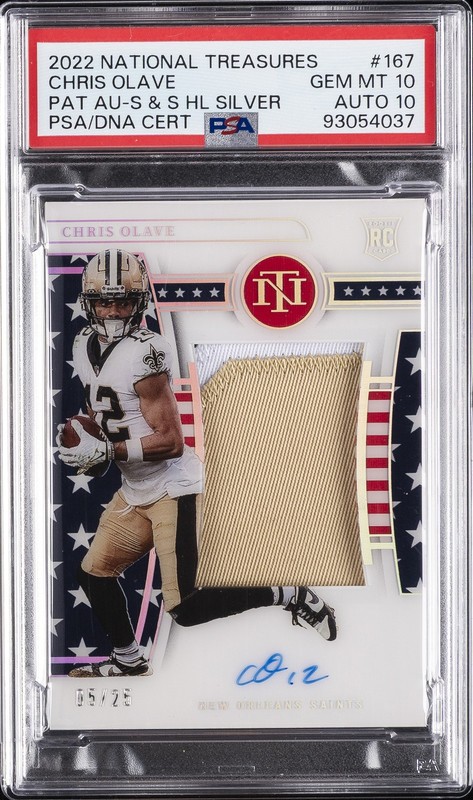 2022 NATIONAL TREASURES #167 CHRIS OLAVE 5/25 PSA 10 AUTO 10