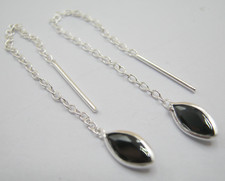925 Solid Silver Threader Earrings Decorated With Diamond Shaped Simulated CZ