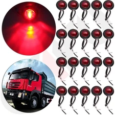 20pcs 3/4" Red LED Bullet Light Round Clearance Side Marker for Trailer Jeep ATV