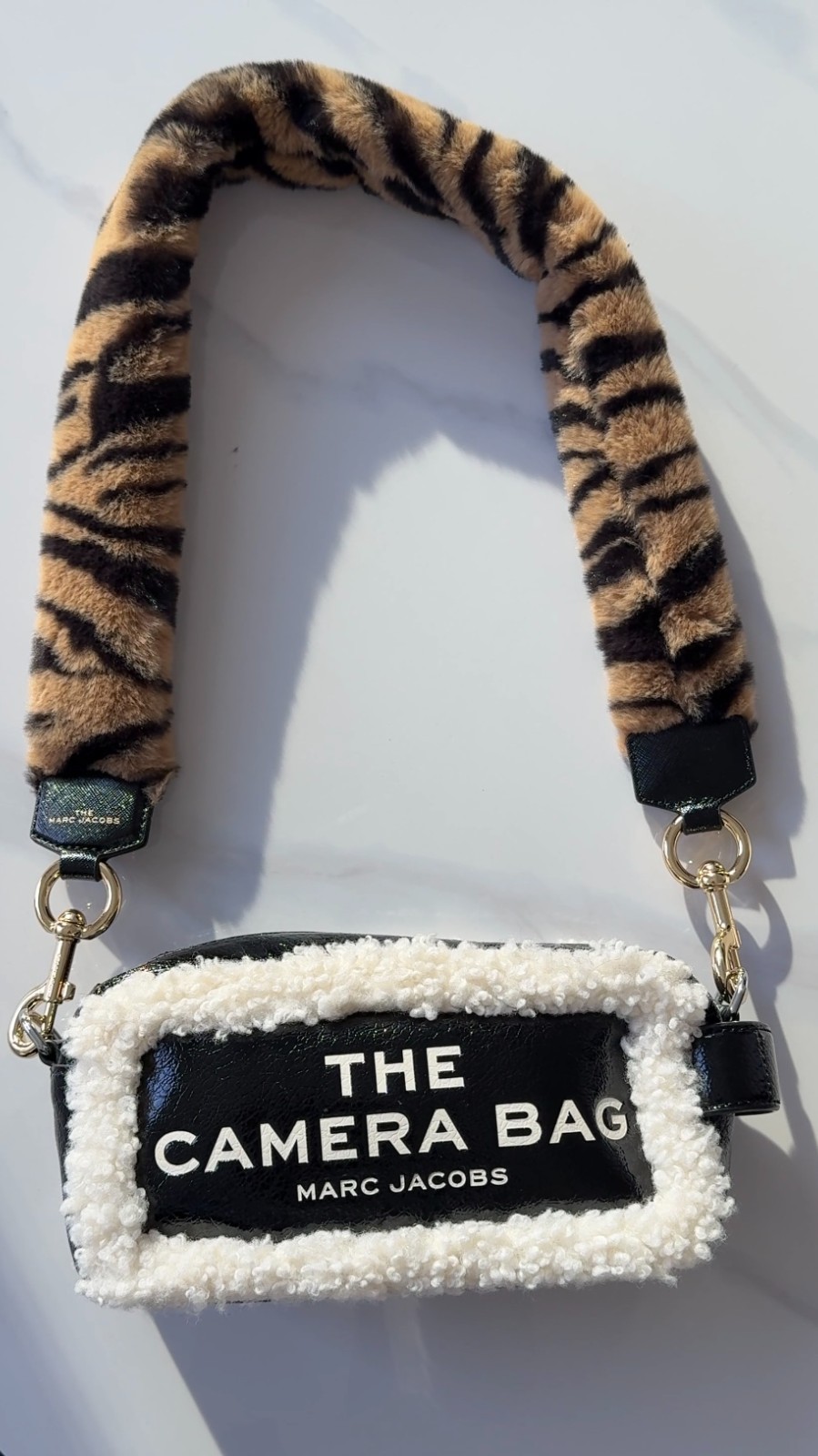 Marc Jacobs “The Camera Bag” – Crinkle Shearling – Black / Cream