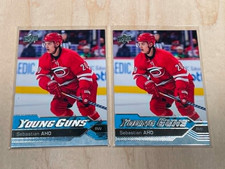 2016-17 Sebastian Aho YG Young Guns #210 Rookie RC (2 Cards)