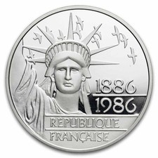 1986 France Silver 100 Francs Piedfort Statue of Liberty Proof