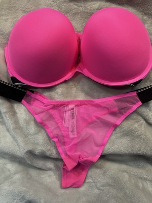 Victoria s  Secret   Pink  Brand  Super Push-Up 36B W/ Small  Thong Radiant Rose