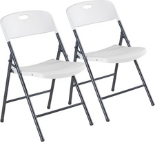 2 Pack Heavy Duty Folding Chairs, Portable Stackable Indoor Outdoor, White, USA