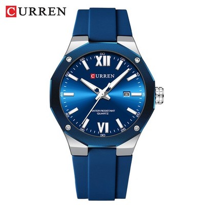 CURREN Men Quartz Watch Ultra Thin Case Silicone Wristwatch Business Male Watch