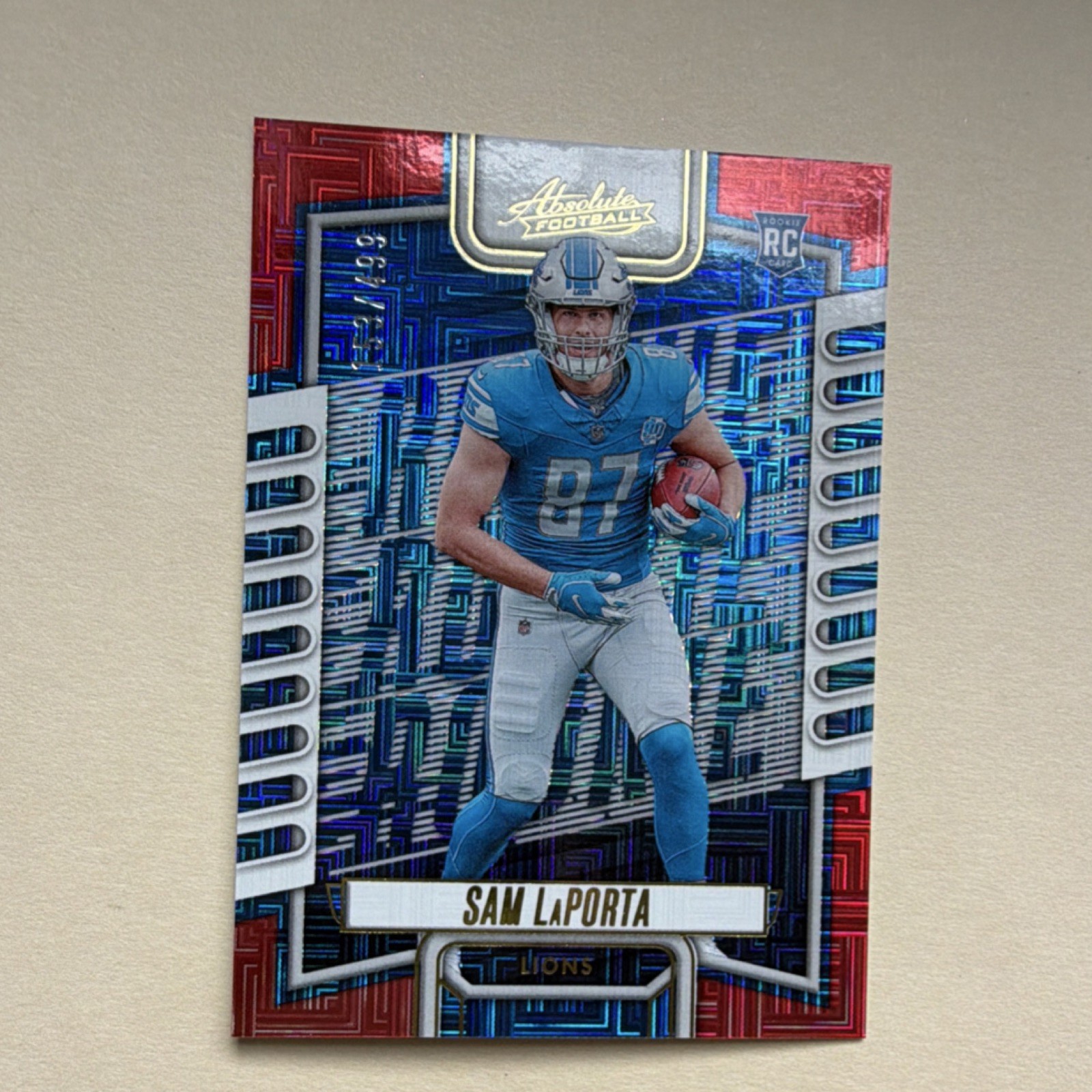 Panini 2023 Absolute Rookies Sam LaPorta Red Squares #115 Detroit Lions /499 RC