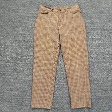 Vintage Lauren Ralph Lauren Pants Women 10 Brown Houndstooth Ankle Academia 90s
