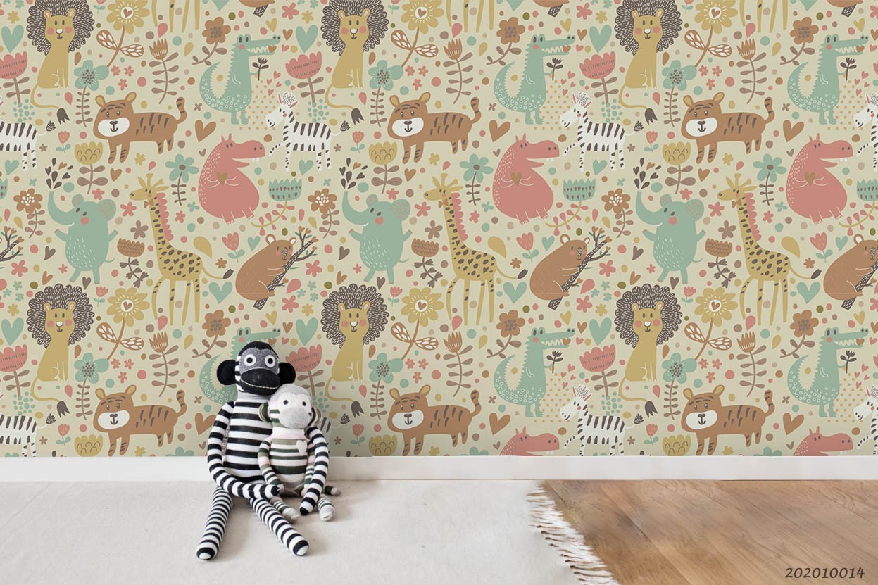 3D Animal Plant Cartoon Pattern Wall Murals Wallpaper Murals Wall Sticker 3