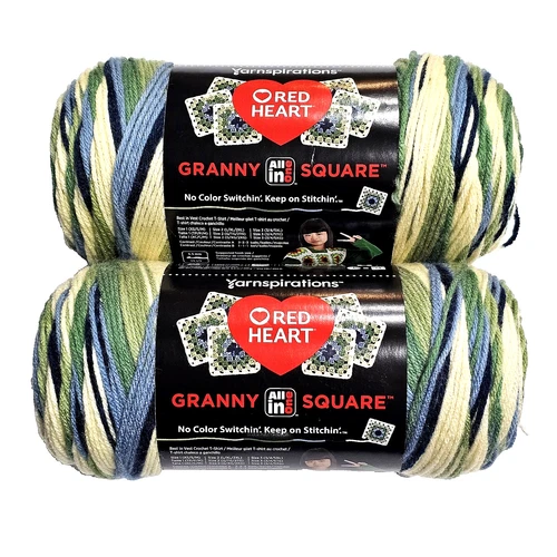 2 Pack Yarnspirations Red Heart Granny All In One Square Aran Lily Pad 5.5mm  - product listing photo