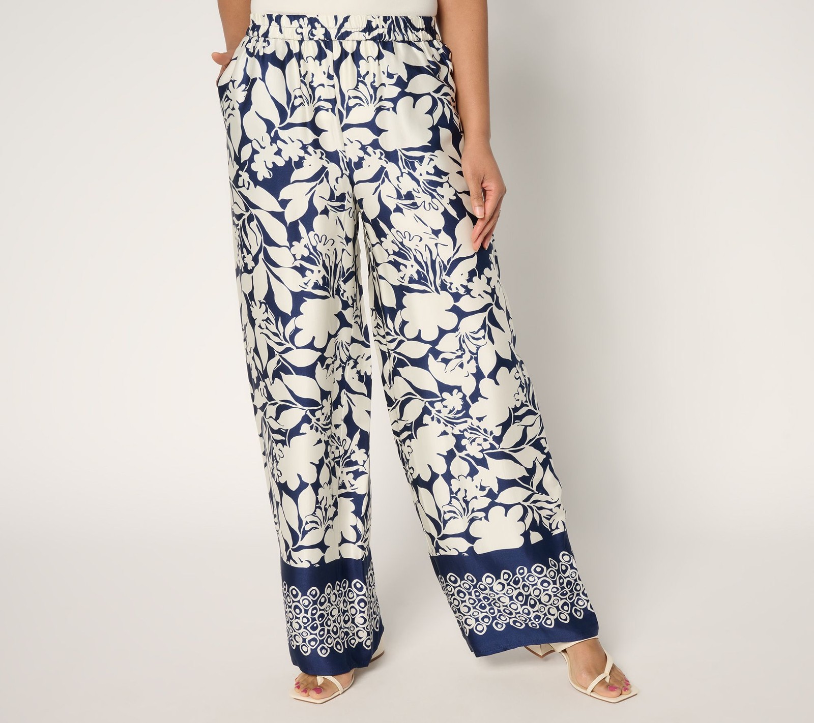 Dennis Basso Women's Plus Sz Pants 2X Woven Printed Border Multi-colored A686961