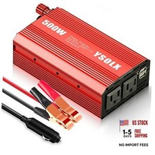 500W Power Inverter 12V to 110V for Vehicles  Dual Fast Charging 24W USB and