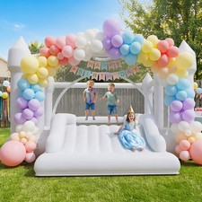 Large Inflatable Bounce House 15ft x 12ft Outdoor Bouncy Castle w/ Wider Slide