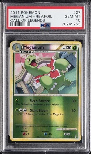 2011 POKEMON CALL OF LEGENDS #27 MEGANIUM-REVERSE FOIL PSA 10