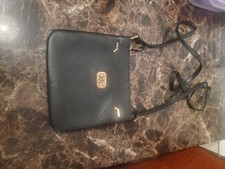 RALPH LAUREN LEATHER CROSS BODY. 8 1/4"WIDE X 71/2 "HEIGHT