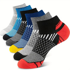 Six Pair Pack Men's Athletic Socks - Multi-Colored Sport Footwear, Short