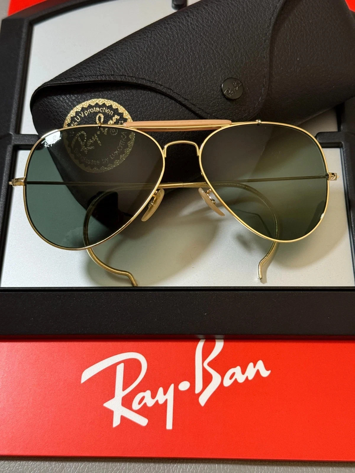 NEW Ray-Ban Outdoorsman Gold Frame Green Classic G-15 RB3030 L0216 58mm