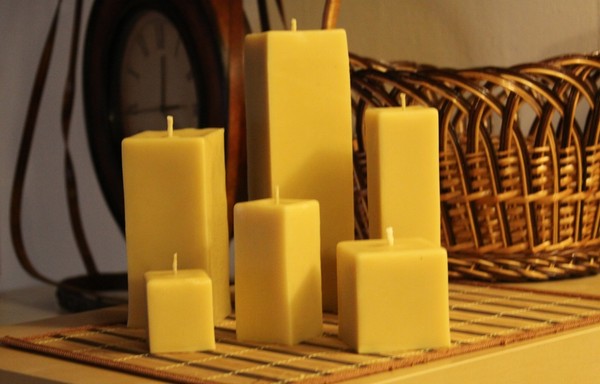 Velas cuadradas rectangulares hechas a mano 100 % pura cera de abejas mecha de algodón hechas en EE. UU.