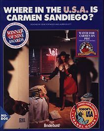 Where In The USA Is Carmen Sandiego? Big Box PC 3.5''  1989 Broderbund  IBM/Tandy
