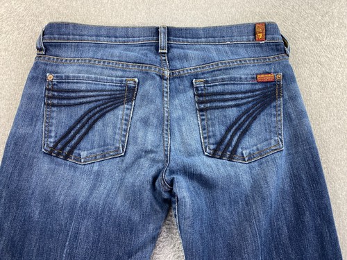 7 For All Mankind Dojo Jeans Womens Sz 28 (Meas 32) Flare Wide Leg Blue Y2K 7FAM - Picture 12 of 13