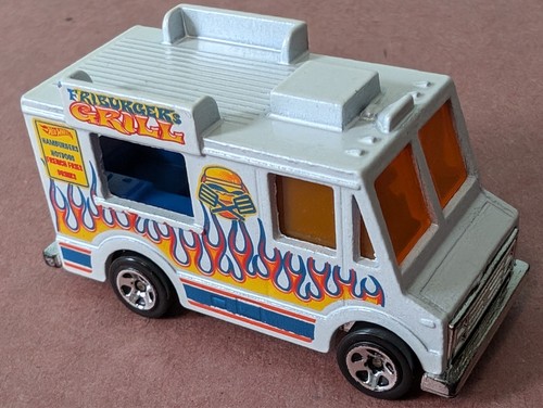 Vintage Hot Wheels 1983 Friburger Grill Food Truck pressofuso bianco furgone hamburger - Foto 4 di 9