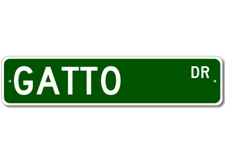 Gatto Drive Street Sign Personalized Custom Last Name Metal Sign - Aluminum
