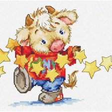 Stellar Calf Cross Stitch Kit - Celestial Counted Pattern for 18 x 13.5 cm Maste