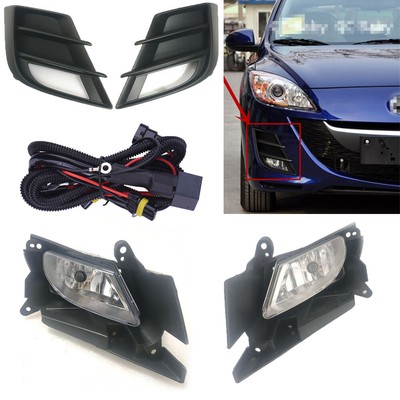 2Pcs Front Grills Bumper Driving Halogen Lamp Fog Lights Fit For Mazda