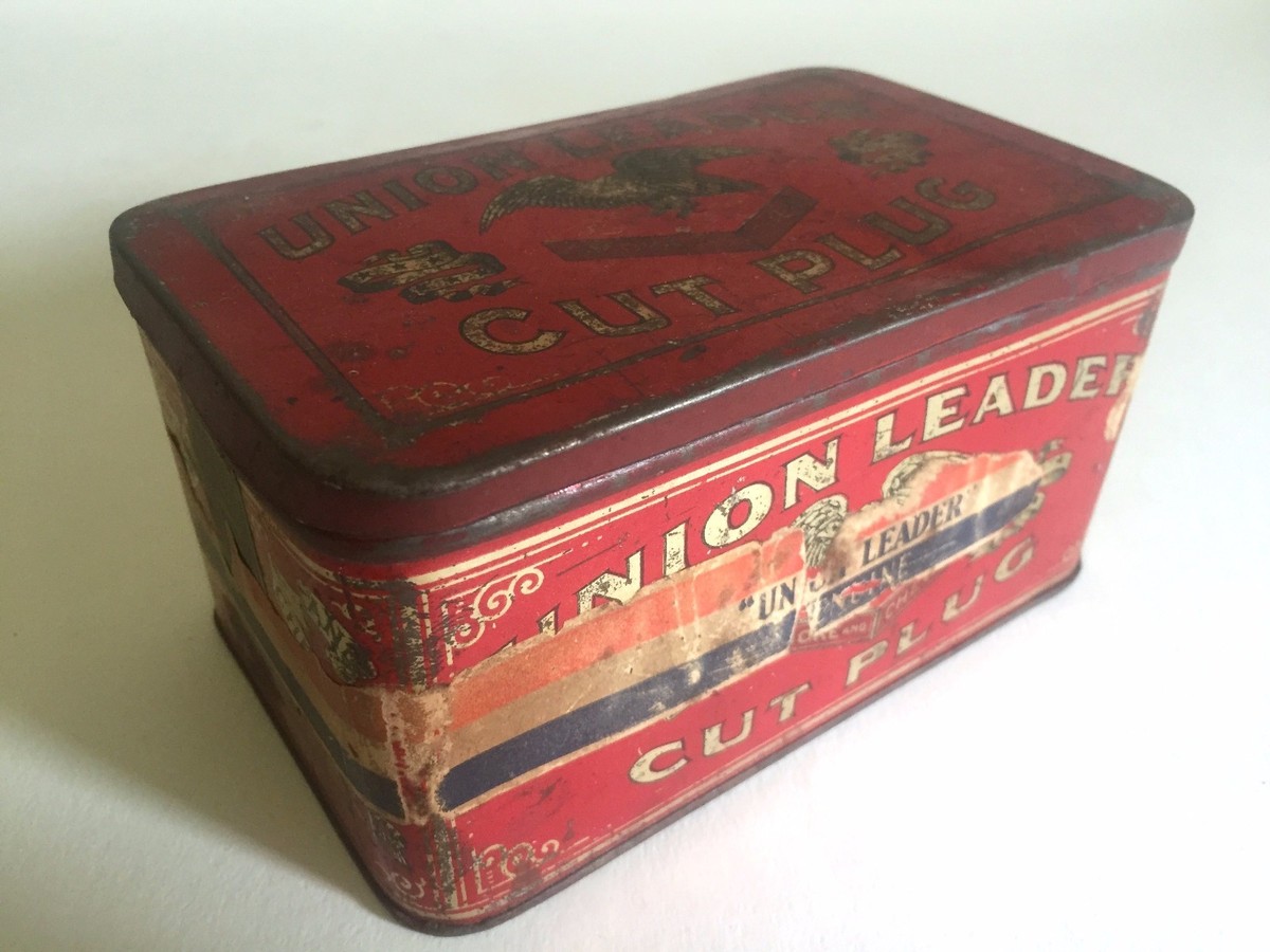 ヴィンテージ タバコ缶 UNION LEADER CUT PLUG TIN Antique UNION LEADER Cut Plug Tin || EMPTY – TheBoxSF