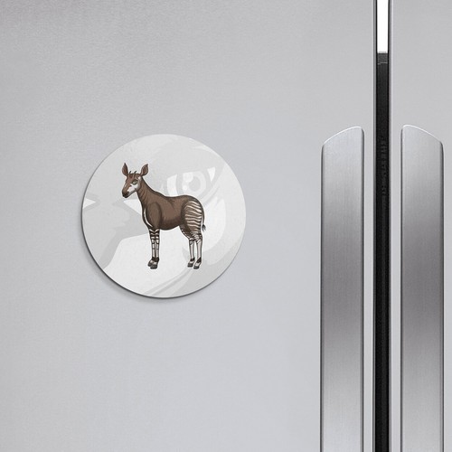 Okapi Animal | 4'' X 4'' Round Decorative Magnet - Picture 2 of 2