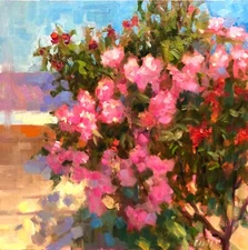 Blooming Garden painting original oil landscape impressionism artwork 12x12