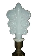 (3) LAMP FINIAL, Aladdin, Alacite Opalescent Glass, Triple Scroll, 3+"t