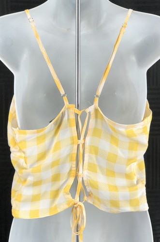 NWT rue21 Crop Tank halter top XL jr yellow gingham corset LaceUp beach summer - Picture 3 of 4