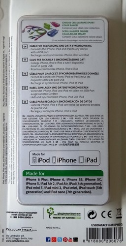 cellularline USB Data Cable Smart iPhone iPod iPad Datenkabel 100 cm grün 35371 - Bild 3 von 3