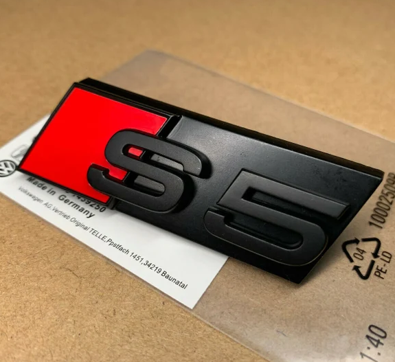 Audi S5 Hood Emblem Decal Front Bonnet Grille Badge Logo Matte Black Red