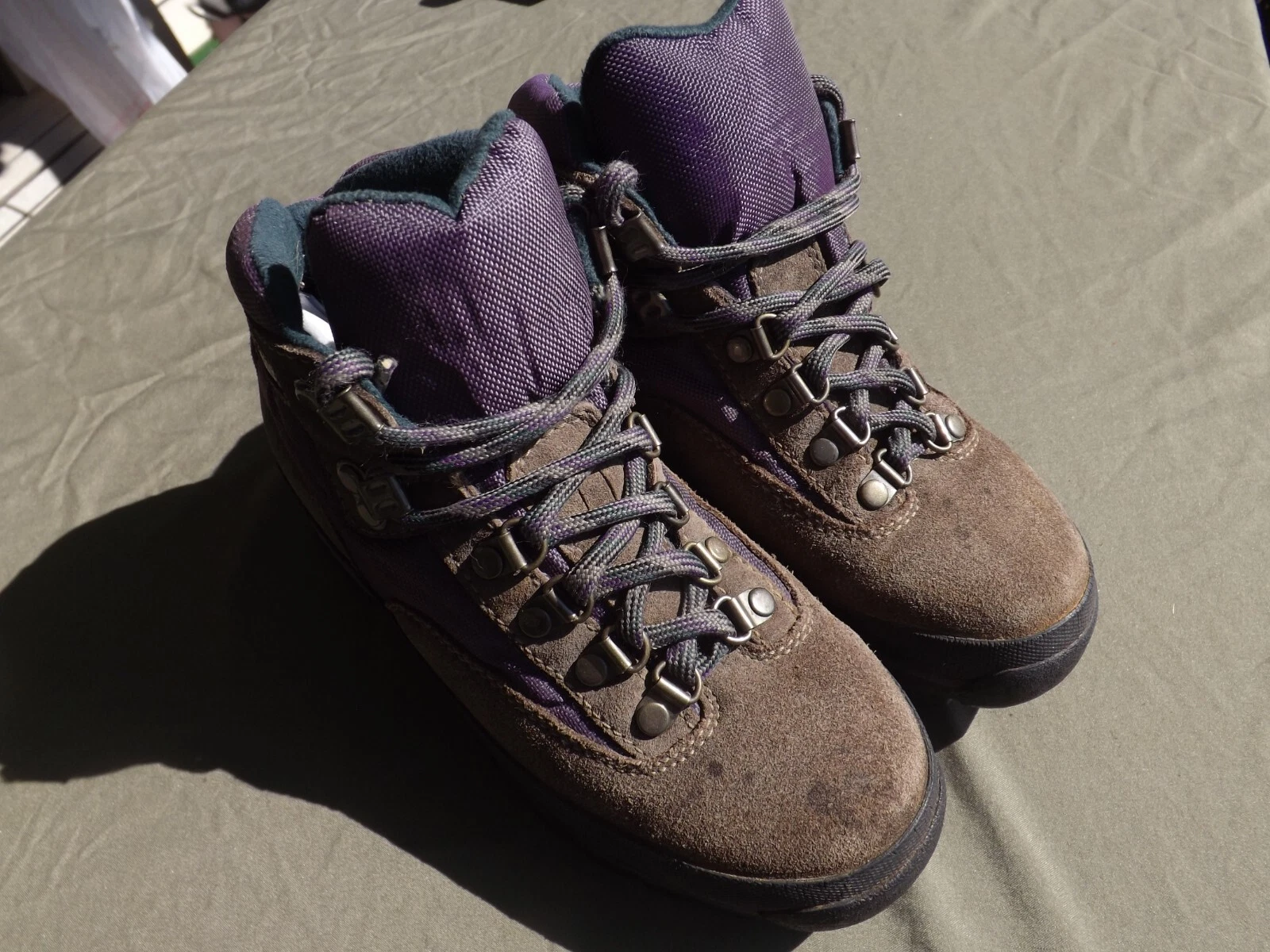 Timberland stivali da donna escursionismo medi nabuk marrone viola taglia 5 5 pelle