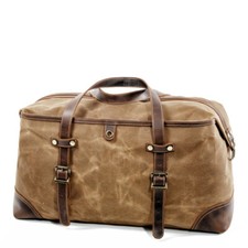 Men's Waxed Canvas Duffle Bag Holdall Travel Shoulder Bags with Free Keychain