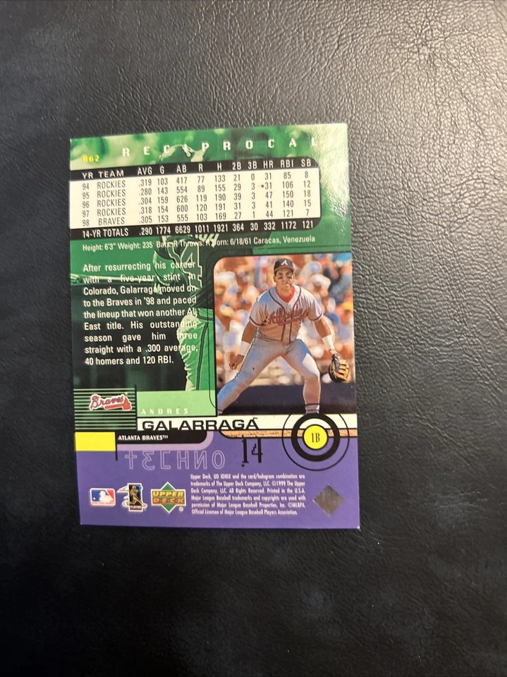 Cw 1999 Upper Deck Techno /100 Ionix Reciprocal R62 Andres Galarraga - Image 2 of 2