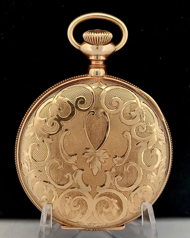 Antiguo reloj de bolsillo Waltham 7J 0s costero oro 14k cazador 1903 RP = 22 prueba, funciona Foto 2 de 4