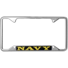 CHROME METAL NAVY LICENSE PLATE FRAME MADE IN USA