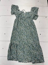 Shein Blue White Floral Print Short Sleeve V Neck Dress Womens Size XL