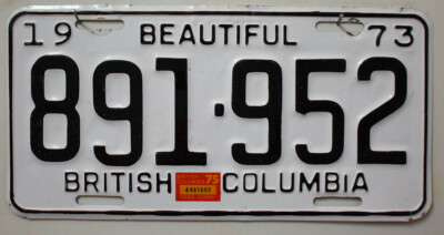Kanada Nummernschild 1973 1975 British Columbia Kennzeichen License Plate 952