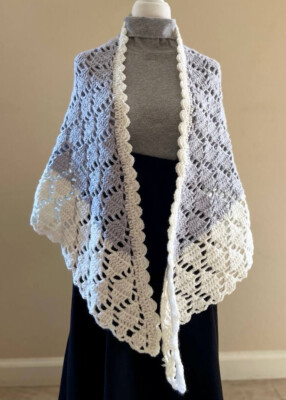 Handmade crochet triangle shawl new wrap scarf yarn party mix colors