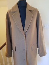 Designer Ice Play Camel Brown Wool Coat Overcoat Large 40 Uk 12 Oversized