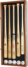 Bat Display Stand Baseball Holder Case Solid Wood Rack Lockable Door Organizer